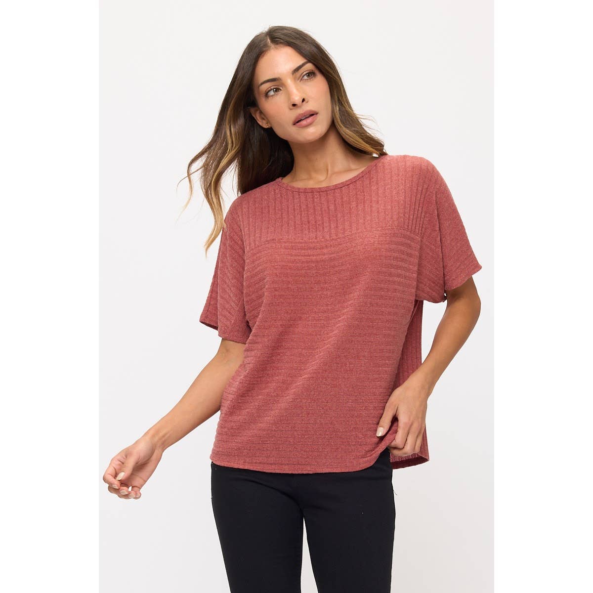 Mauve yoke cuff top