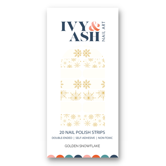 Golden Snowflake | Cream & Gold Foil Snowflakes Nail Wraps