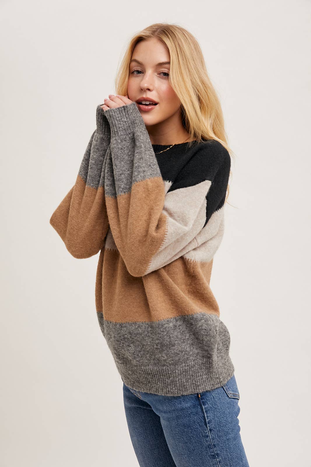 Knit color block sweater