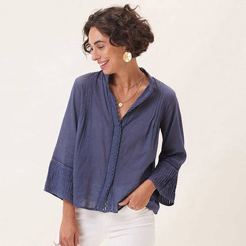 Lightweight Navy Cotton Blouse