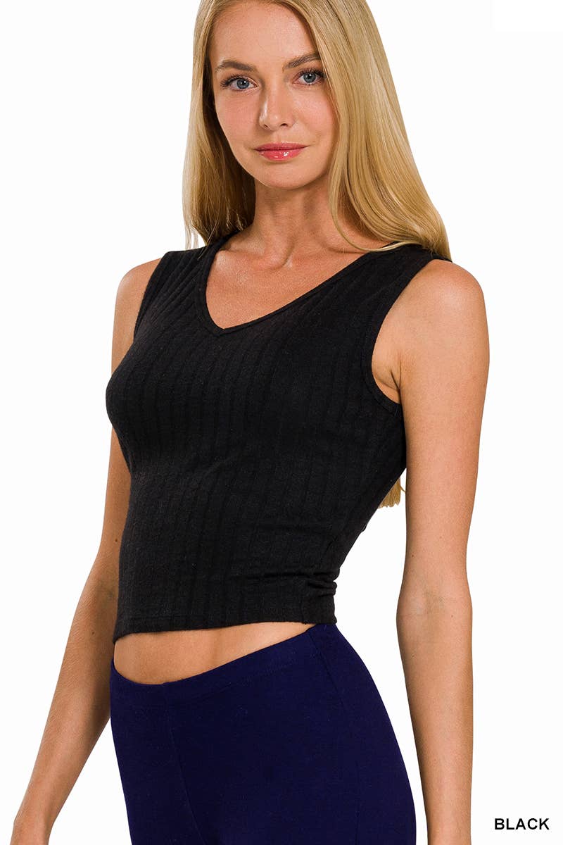 Ribbed Scoop Neck Cropped tank