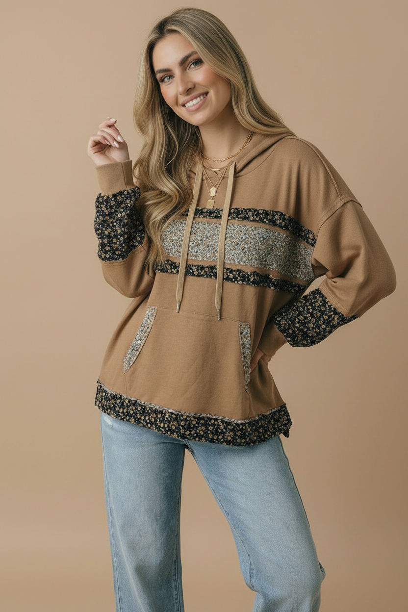 Carmel Floral Color Block Pullover top