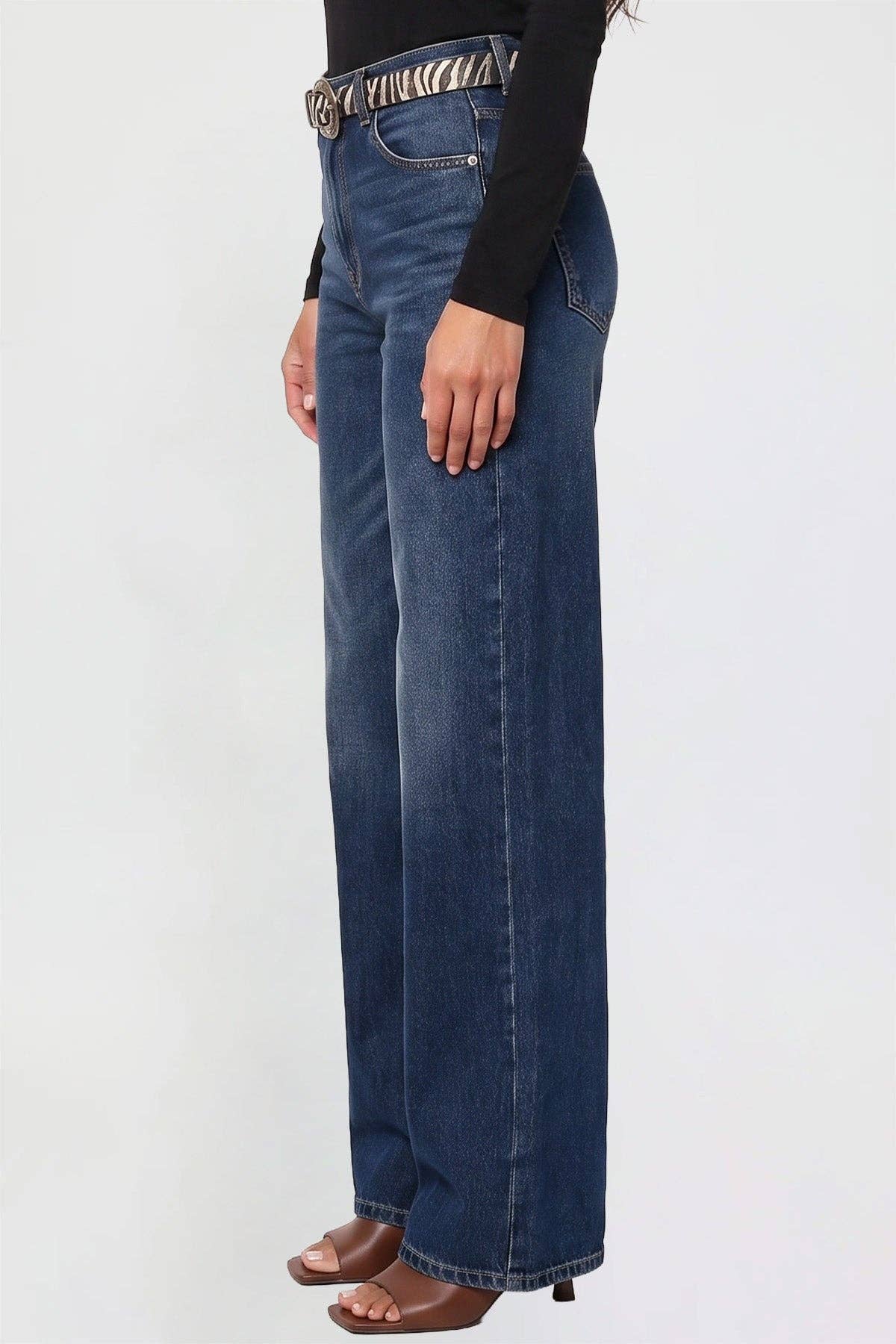 Hazel High Rise Belted Wide Leg Jeans
