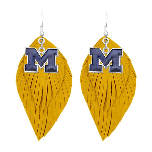 Michigan Wolverines Iridescent Logo Earrings