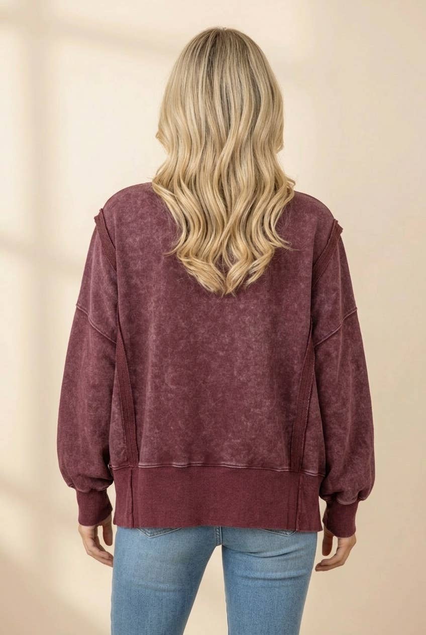 Burgundy Floral Sweatshirt