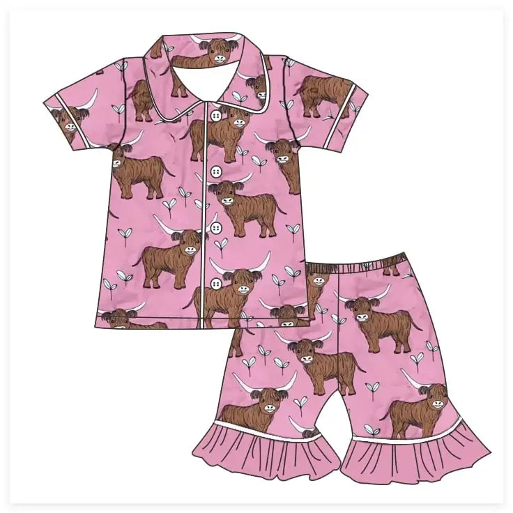 Pink Highland Cow- 2 Piece Lounge Set