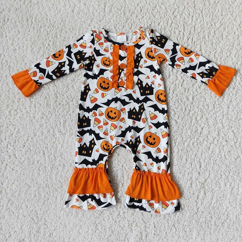 Halloween orange romper kids