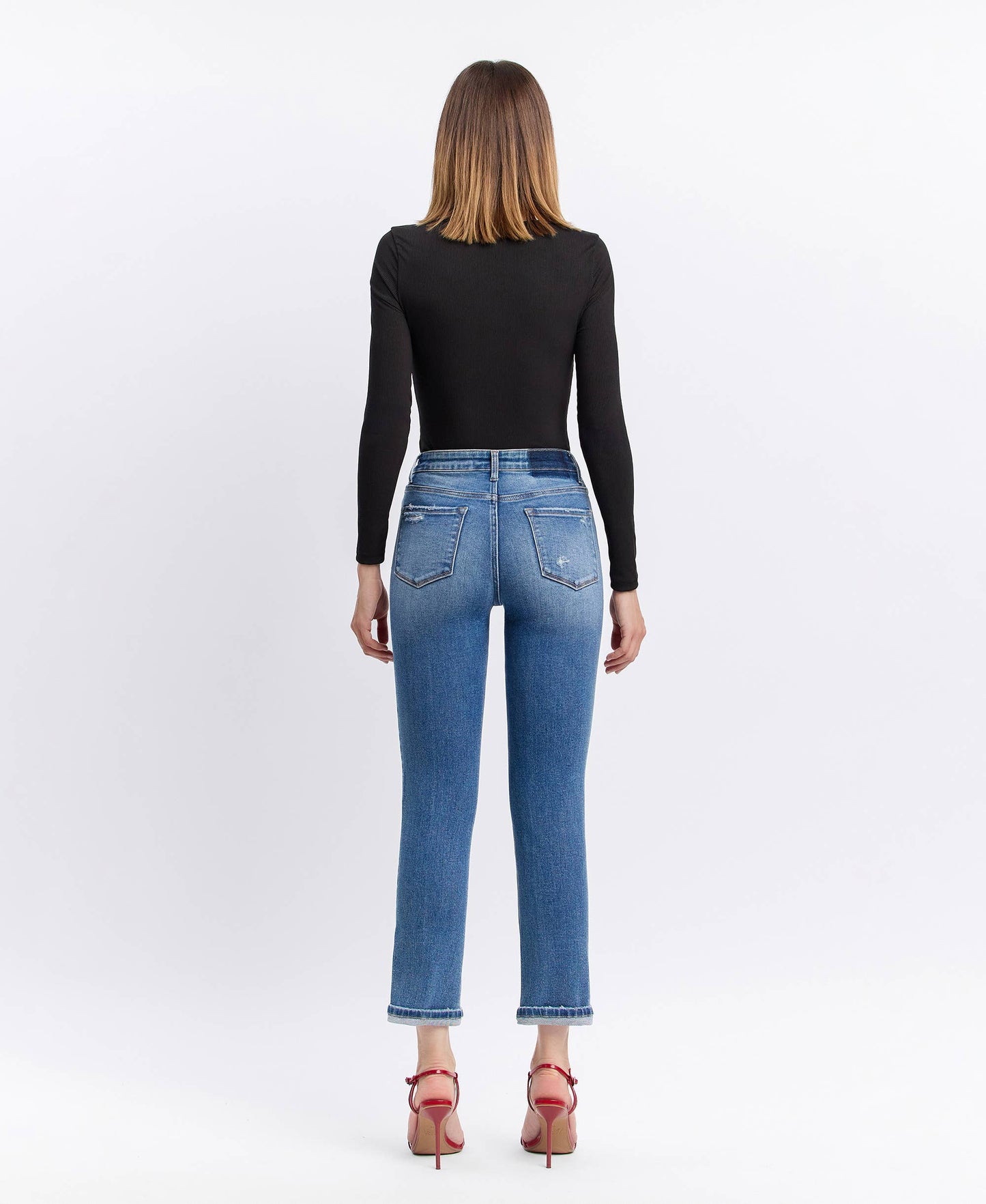 High Rise cuffed crop slim straight Vervet jeans