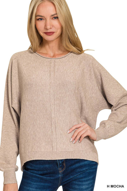 Viscose Front Seam Round Neck Sweater