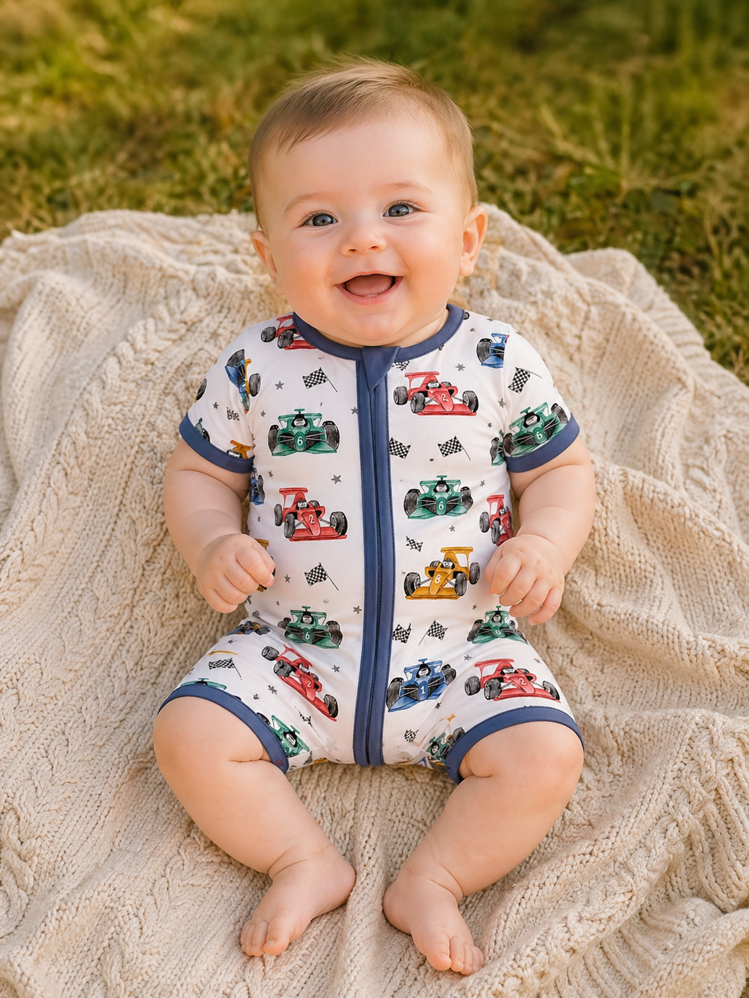Little Racer Milk Silk Zip Romper