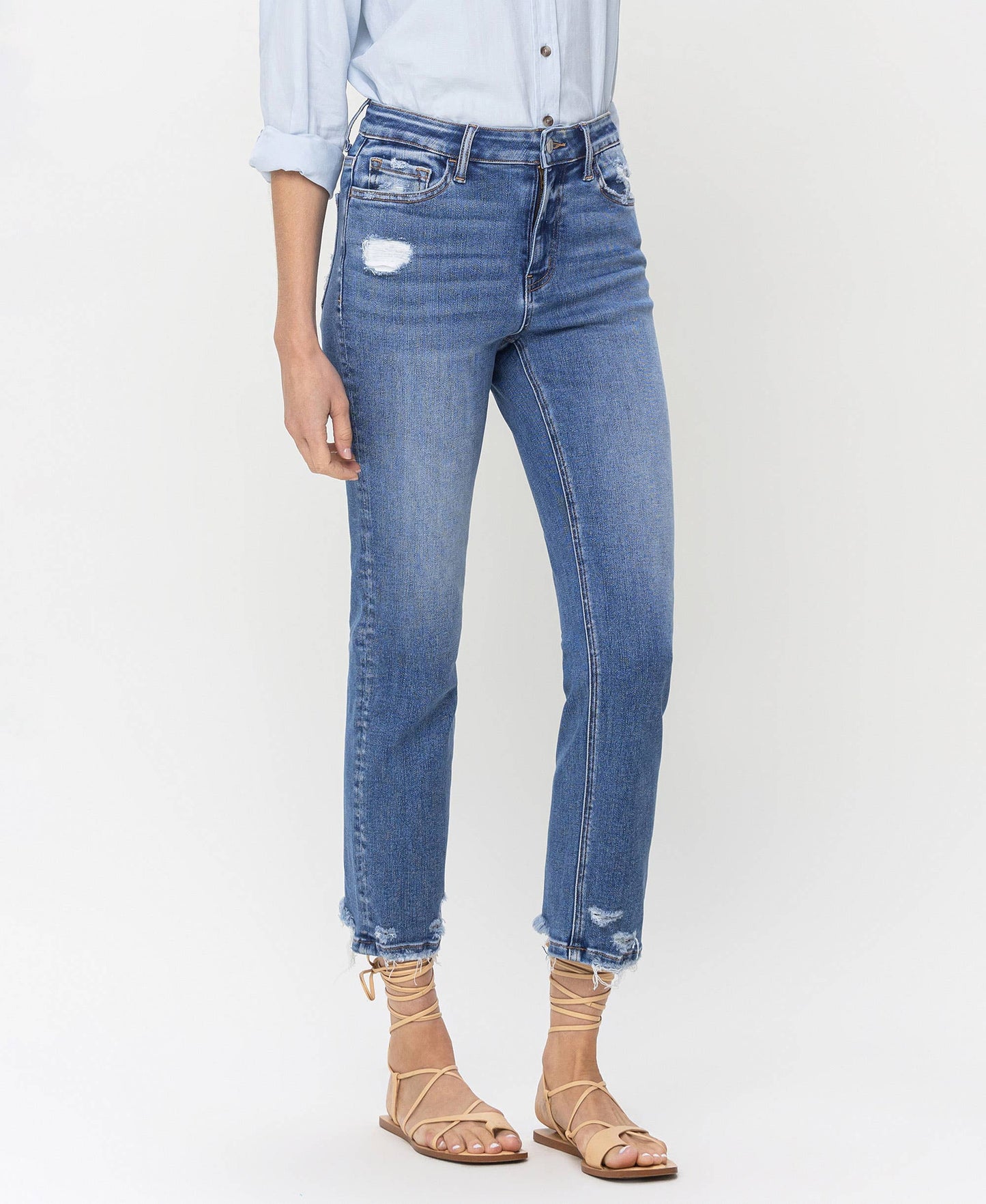 High rise slim straight jeans - Vervet