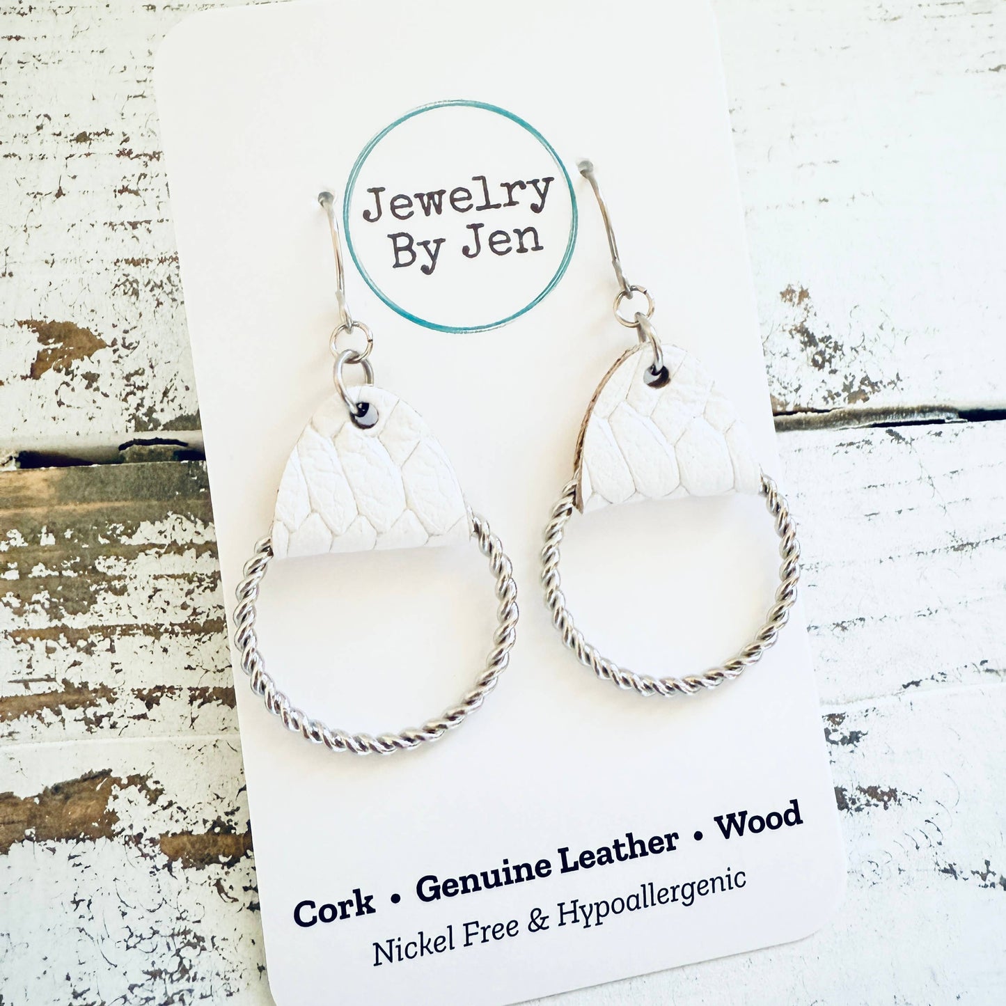 White Braided- Twisted Hoop Earrings