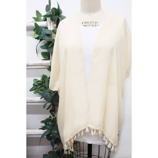 Solid Tassel Mid length Kimono