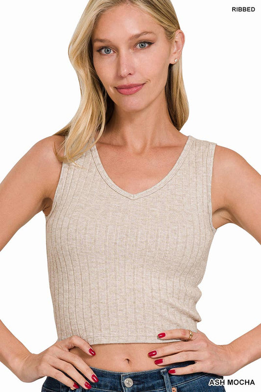 Ribbed Scoop Neck Cropped tank