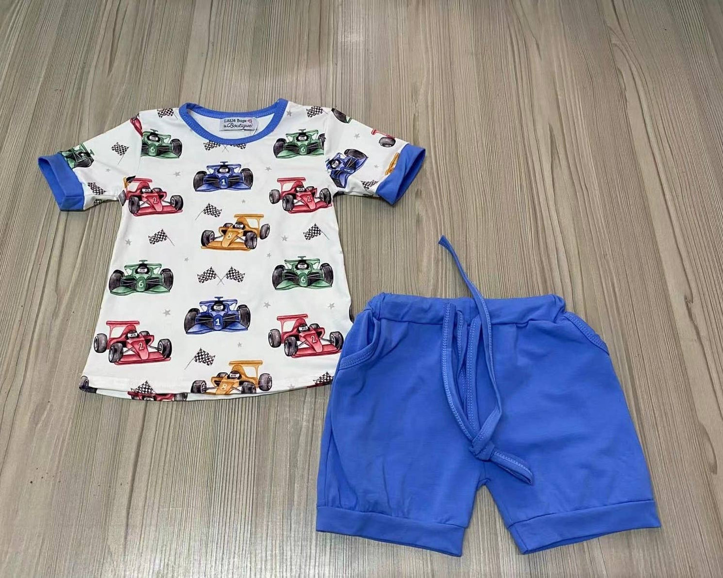 Little Racer Milk Silk 2 Piece Shorts Set