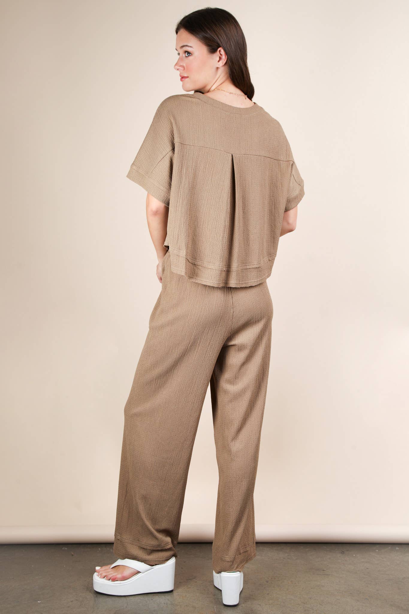 Textured Knit Casual Top & Pants Set