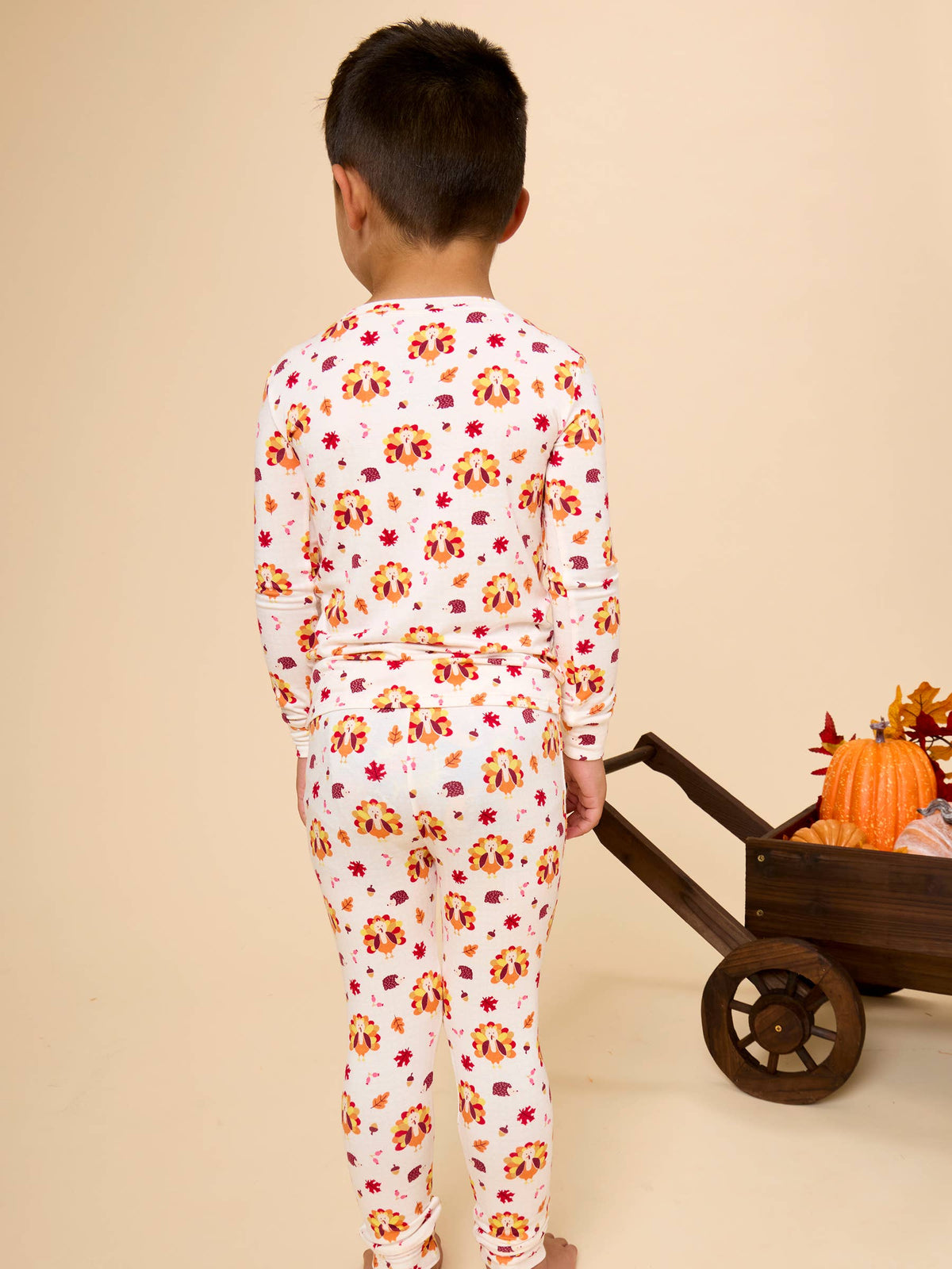 Kids Bamboo Viscose Thanksgiving Turkey Gobble Long Sleeve Pajama Set