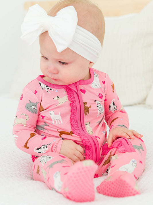 Pink Puppy Playtime Footed Ruffle One Piece Pajama