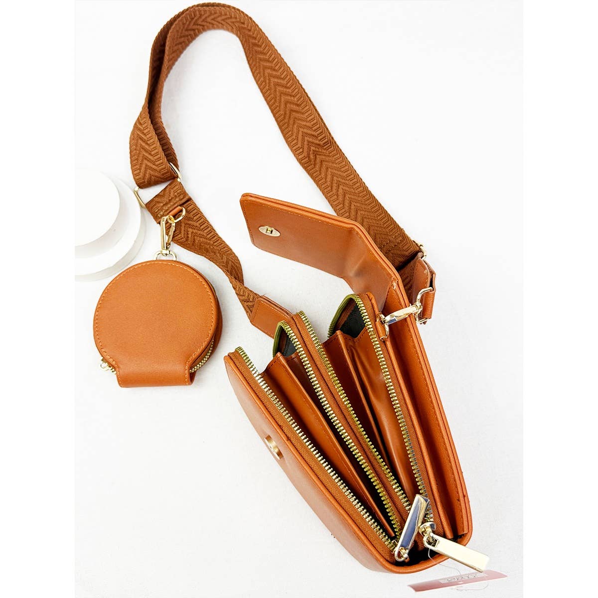 Faux Leather Sling Bag w/coin purse