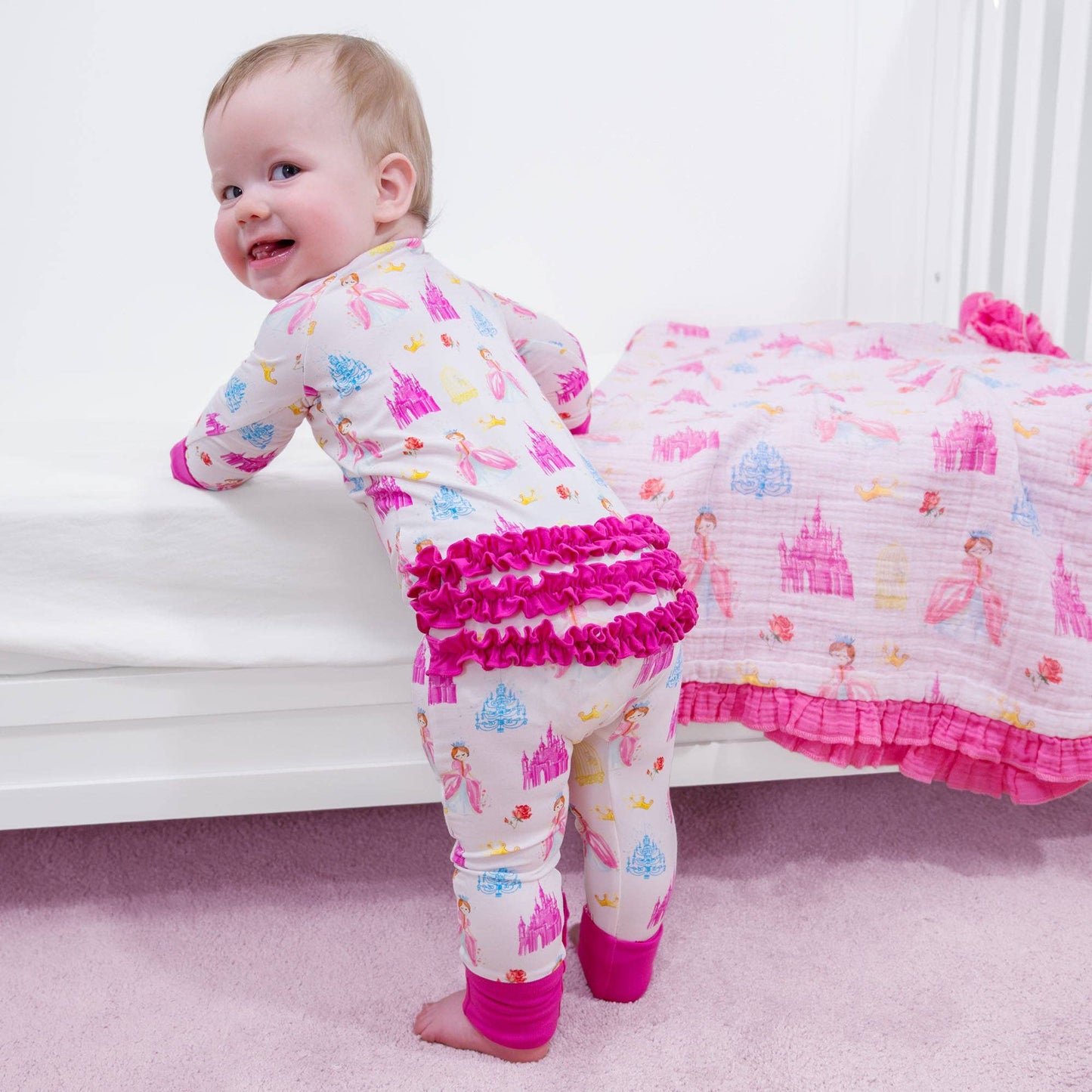 Bamboo Baby Convertible Ruffle Zipper Pajama Tiara Time