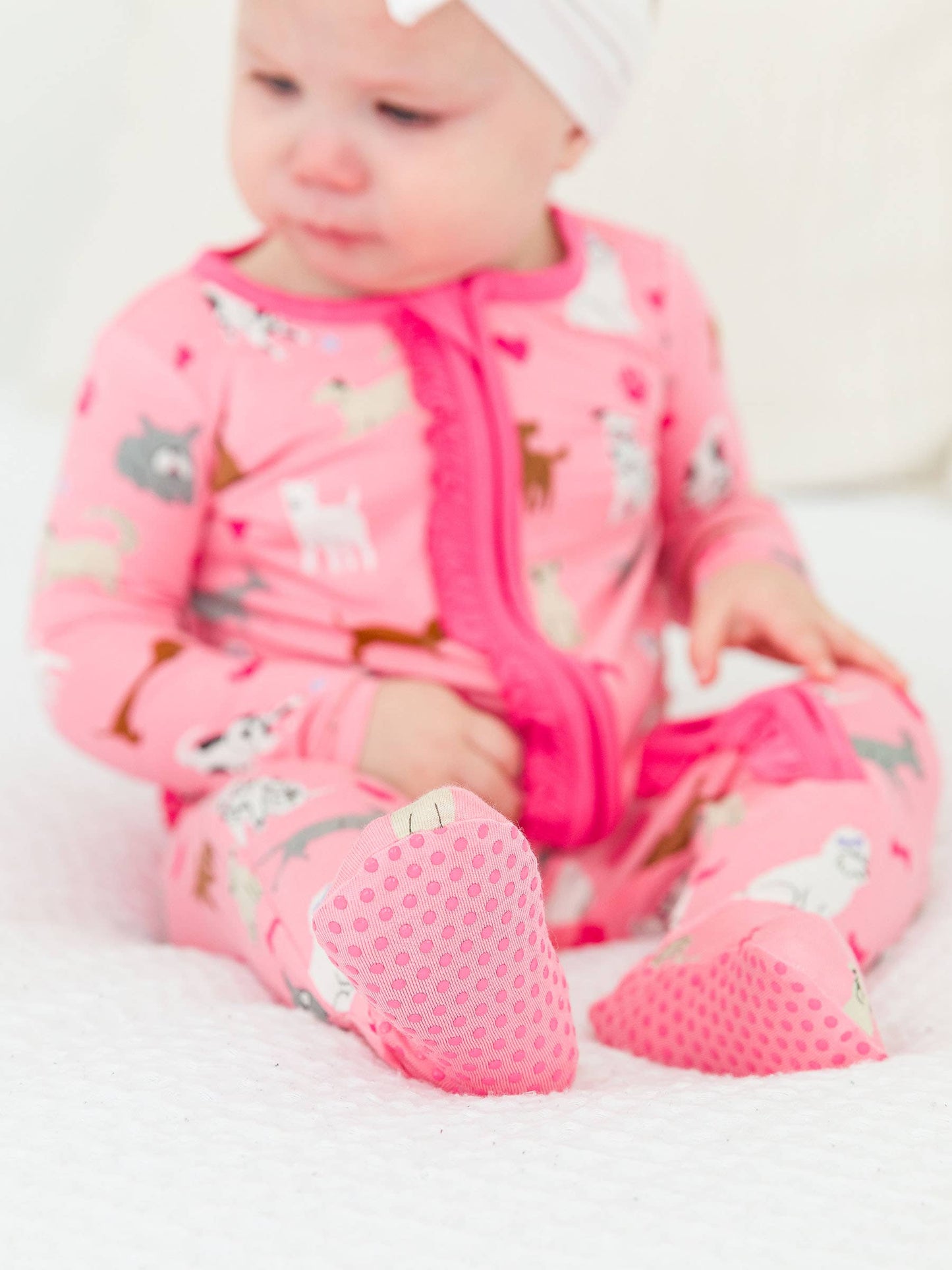 Pink Puppy Playtime Footed Ruffle One Piece Pajama