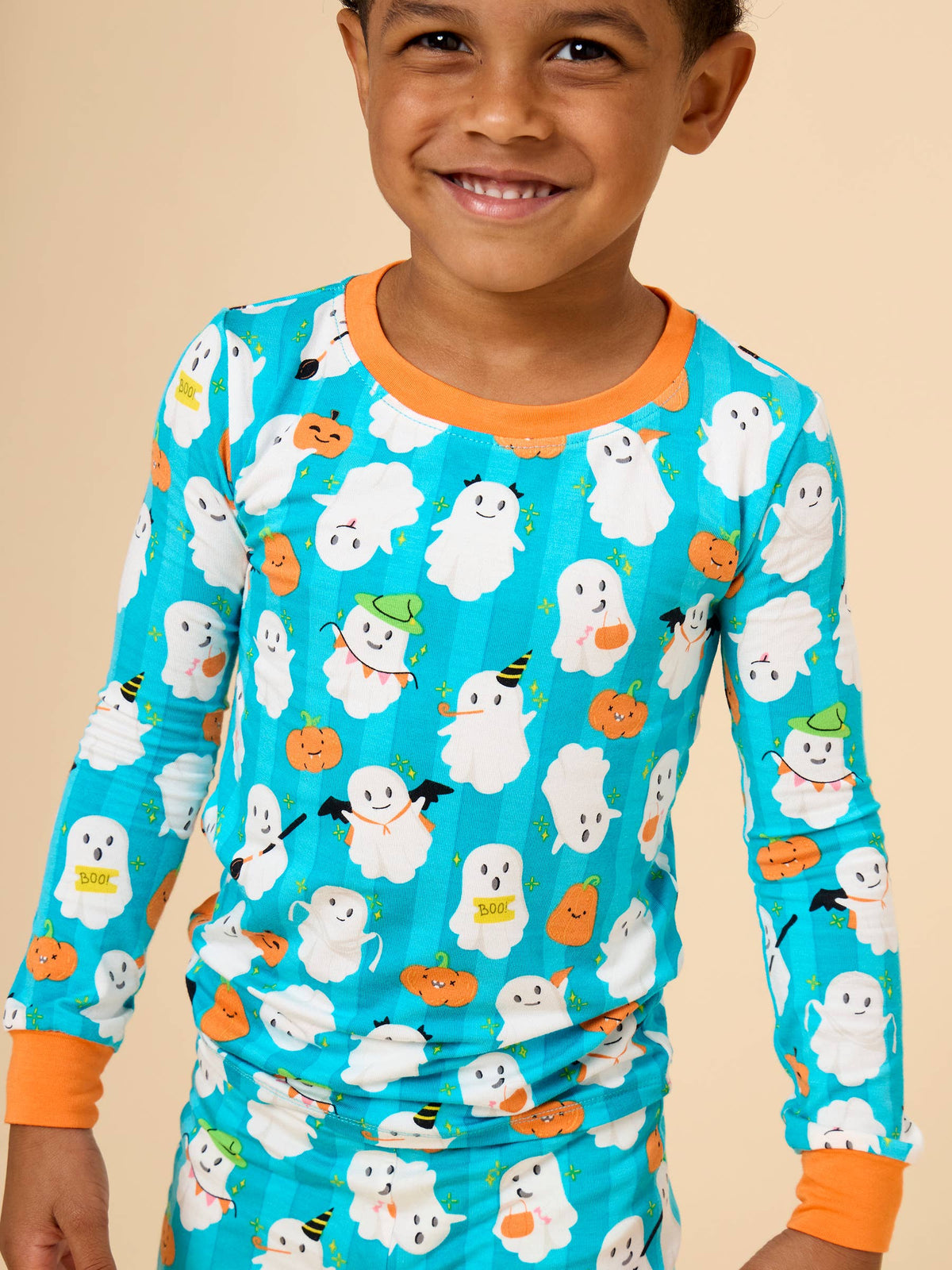 Kids Bamboo Viscose Halloween Boo Bash Long Sleeve Pajama Set