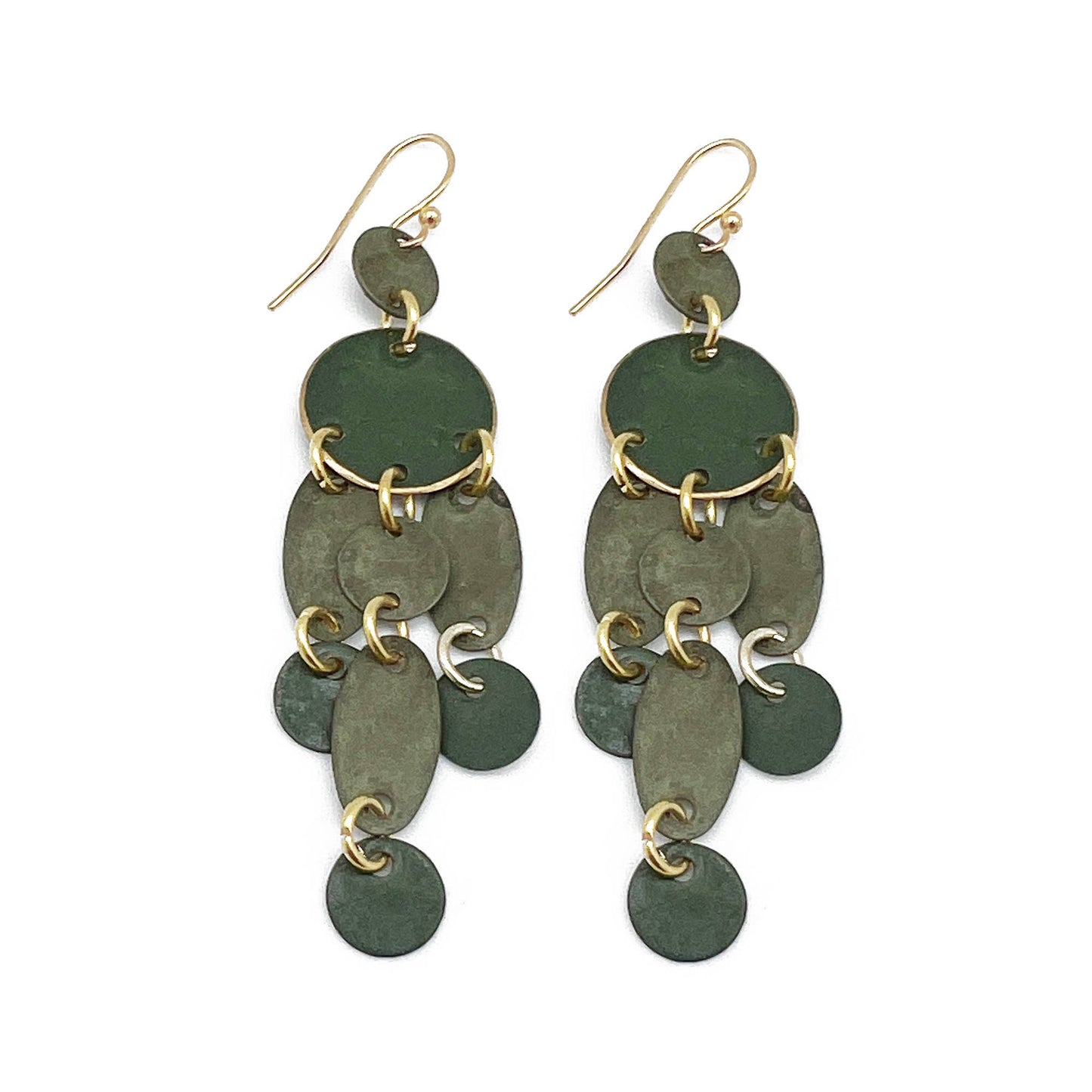 Forest Green Layered Tassel earrings