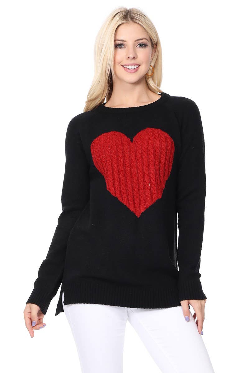 Heart Sweater w/ side slit