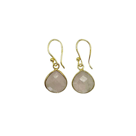 Earrings with Semi-Precious Stone - Rose Quartz