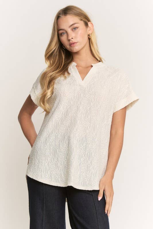 Ivory lace detail top