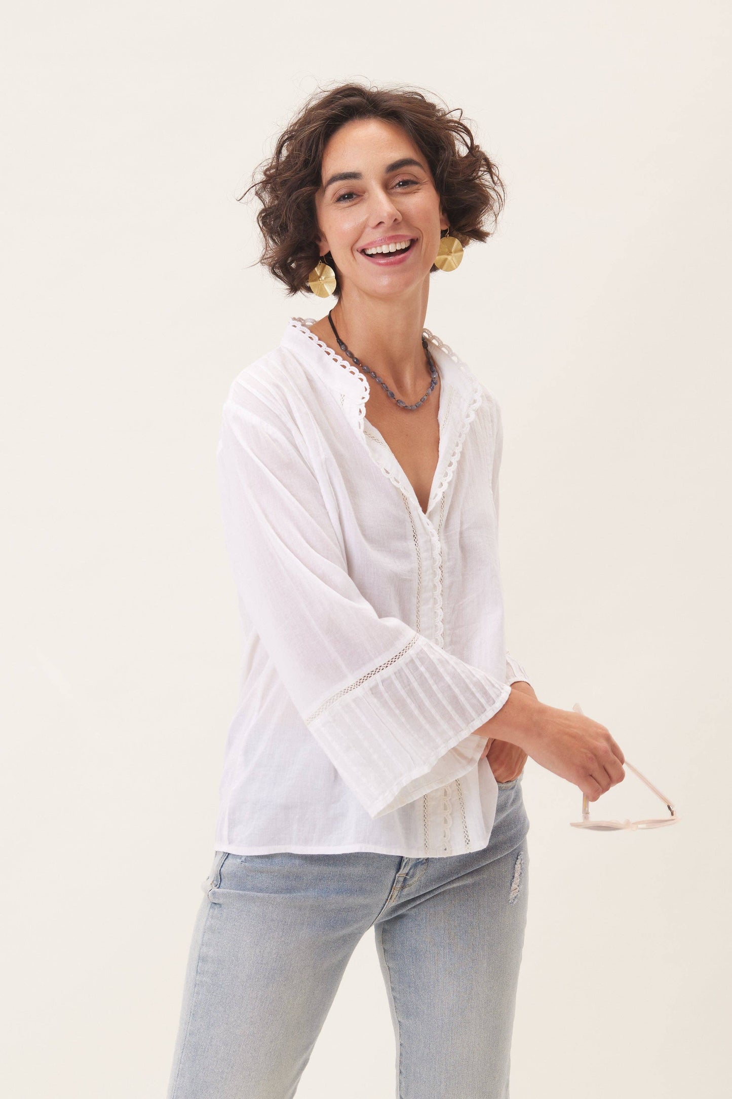 Lightweight White Cotton Blouse