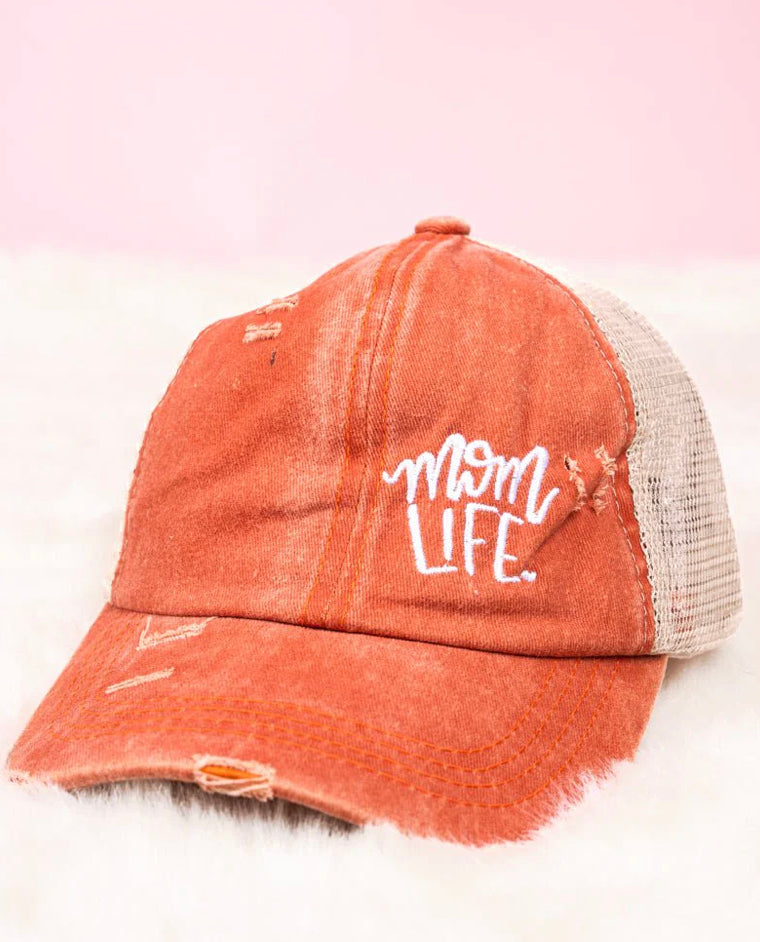 Mom Life distressed hat