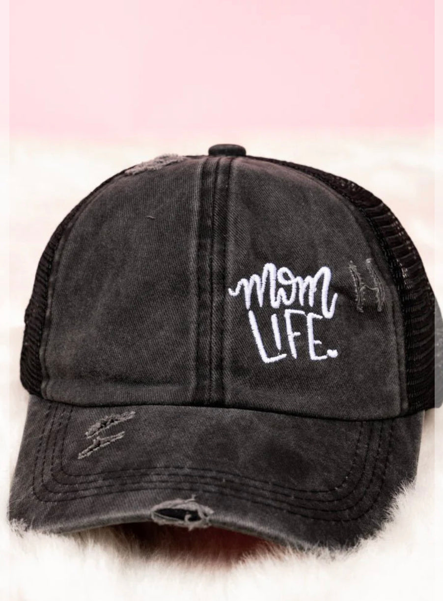 Mom Life distressed hat
