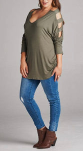 Plus Size Strap Sleeves Top