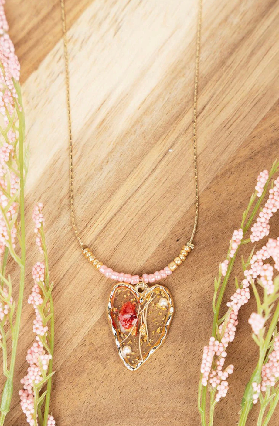 Pressed flower necklace