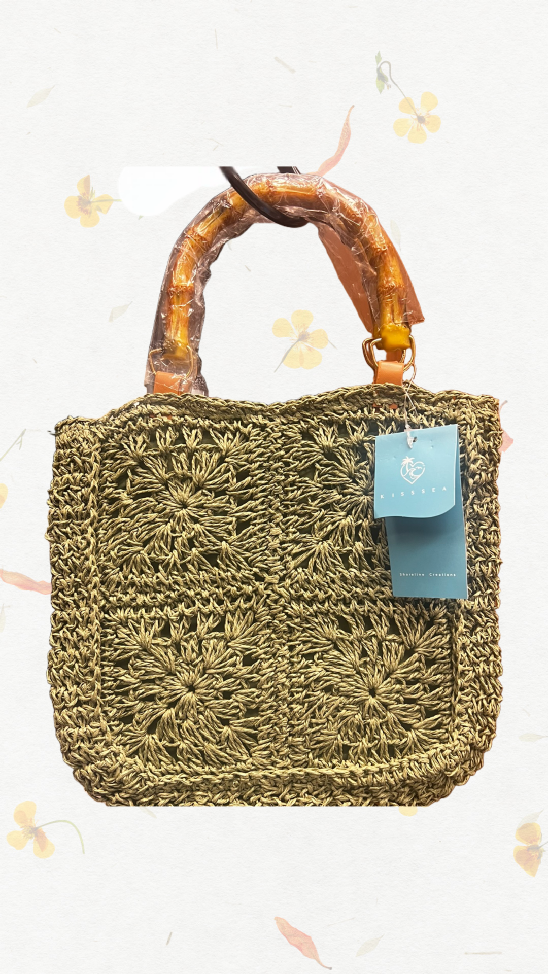 Straw tote bag - floral woven