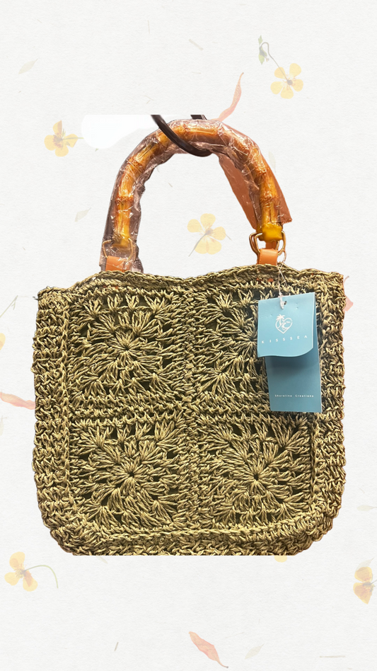 Straw tote bag - floral woven