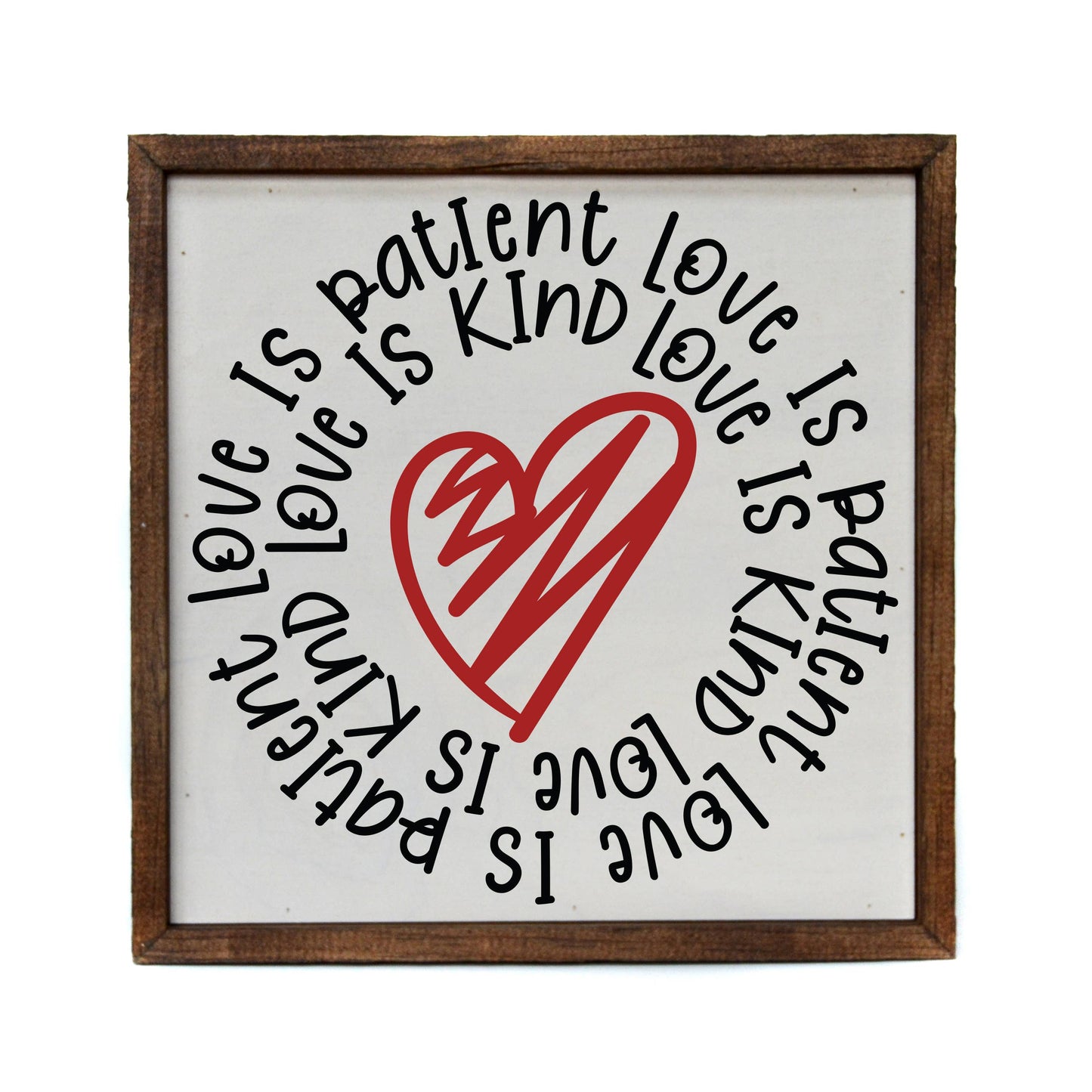 10X10 Love Is Patient With Red Heart Valentine's Day Decor