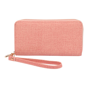 Pink Two-Tone Double Zipper Wallet