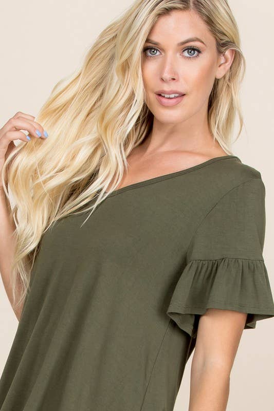 Olive Open Back Bow Top