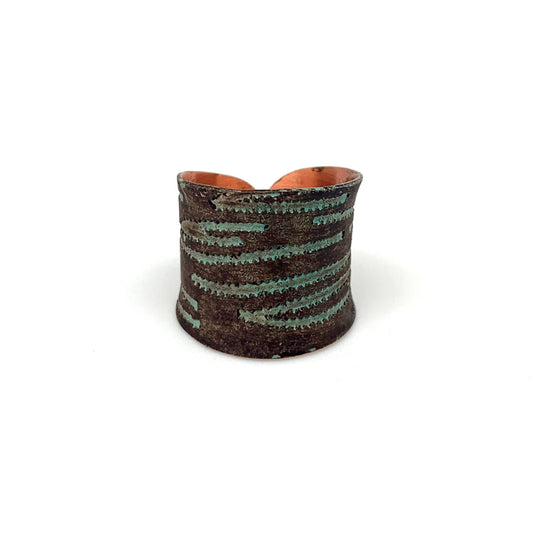 Copper Patina Ring - Teal and Brown Texture