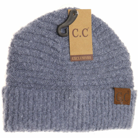 Solid Boucle Knit Cuff CC Beanie