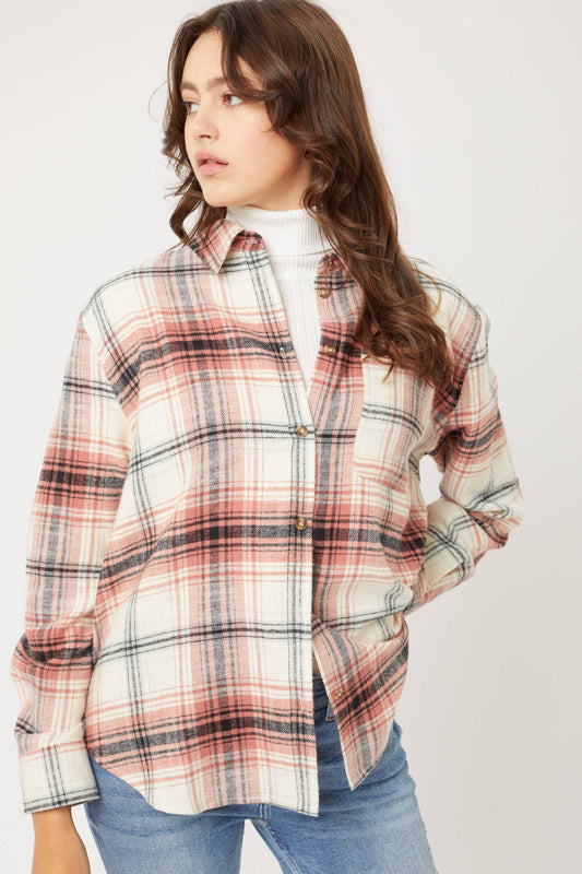 Terra cotta Flannel Plaid Shirt
