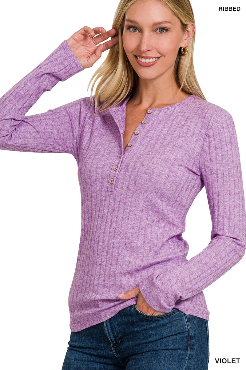 Violet ribbed long sleeve top