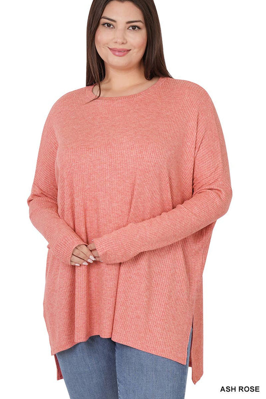 Ash rose plus ribbed top