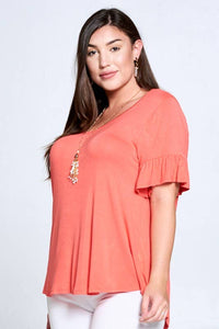 Coral Open Back Bow Top
