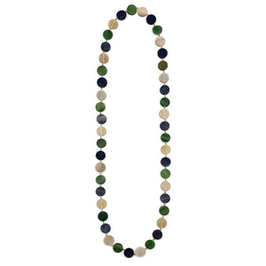 Omala Misty Greens Collection Necklace - Long Round Beads