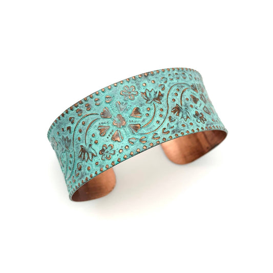 Turquoise Floral cuff bracelet