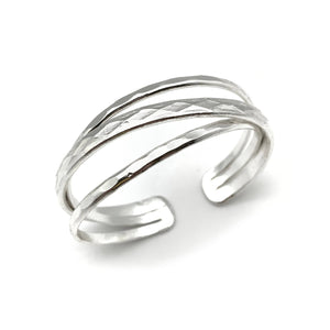 Silver Plated Cuff Bracelet - Stacked Thin Bands