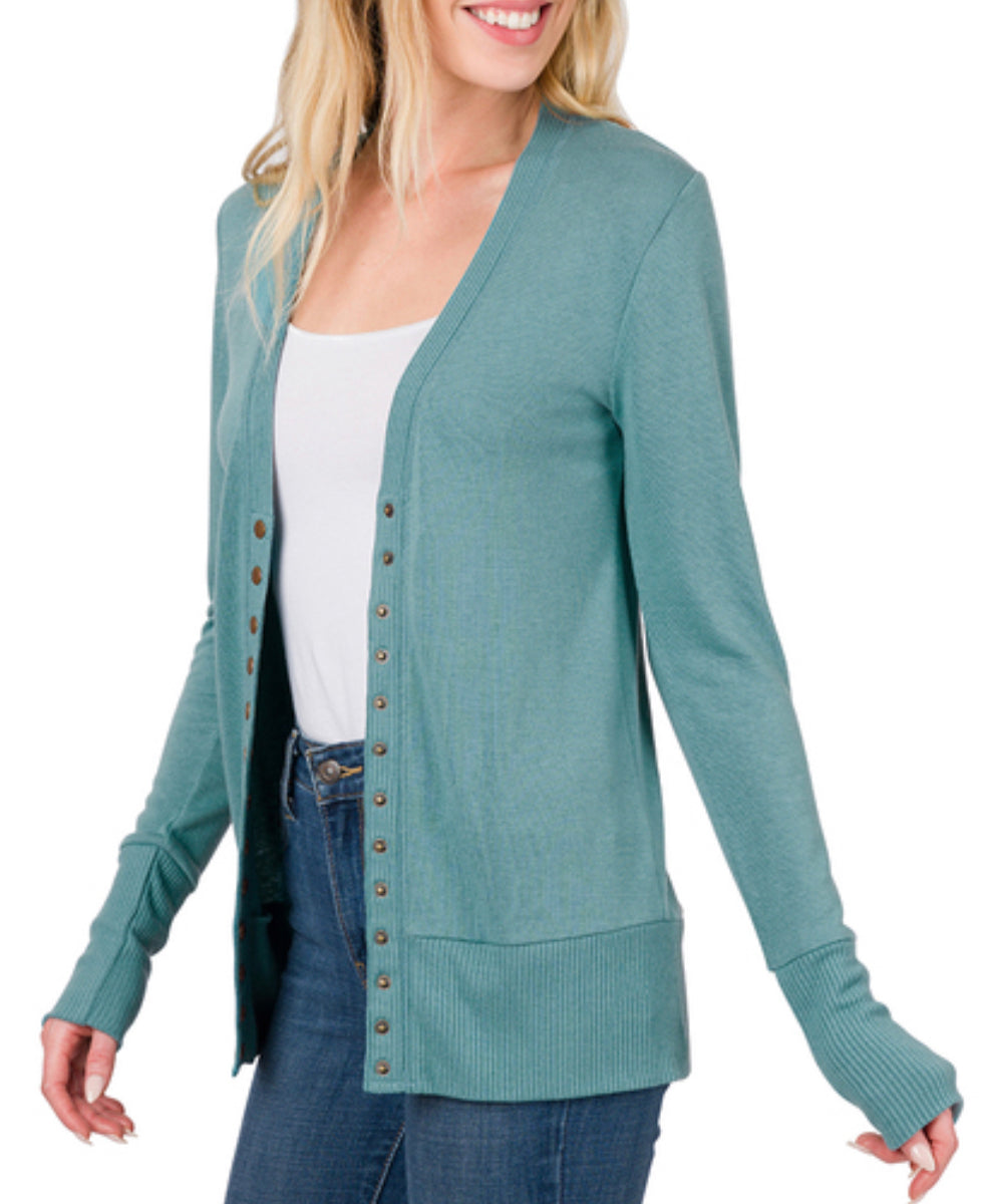 Dusty Teal snap button cardigan